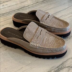 Donald J. Pliner Glossy Taupe Slip-On Loafers